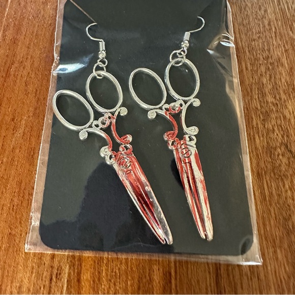 Scissors earrings silver tone hardware - Picture 1 of 4